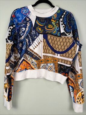 Halfheart Mixed Patchwork Print Scuba Sweatshirt Top - Size L